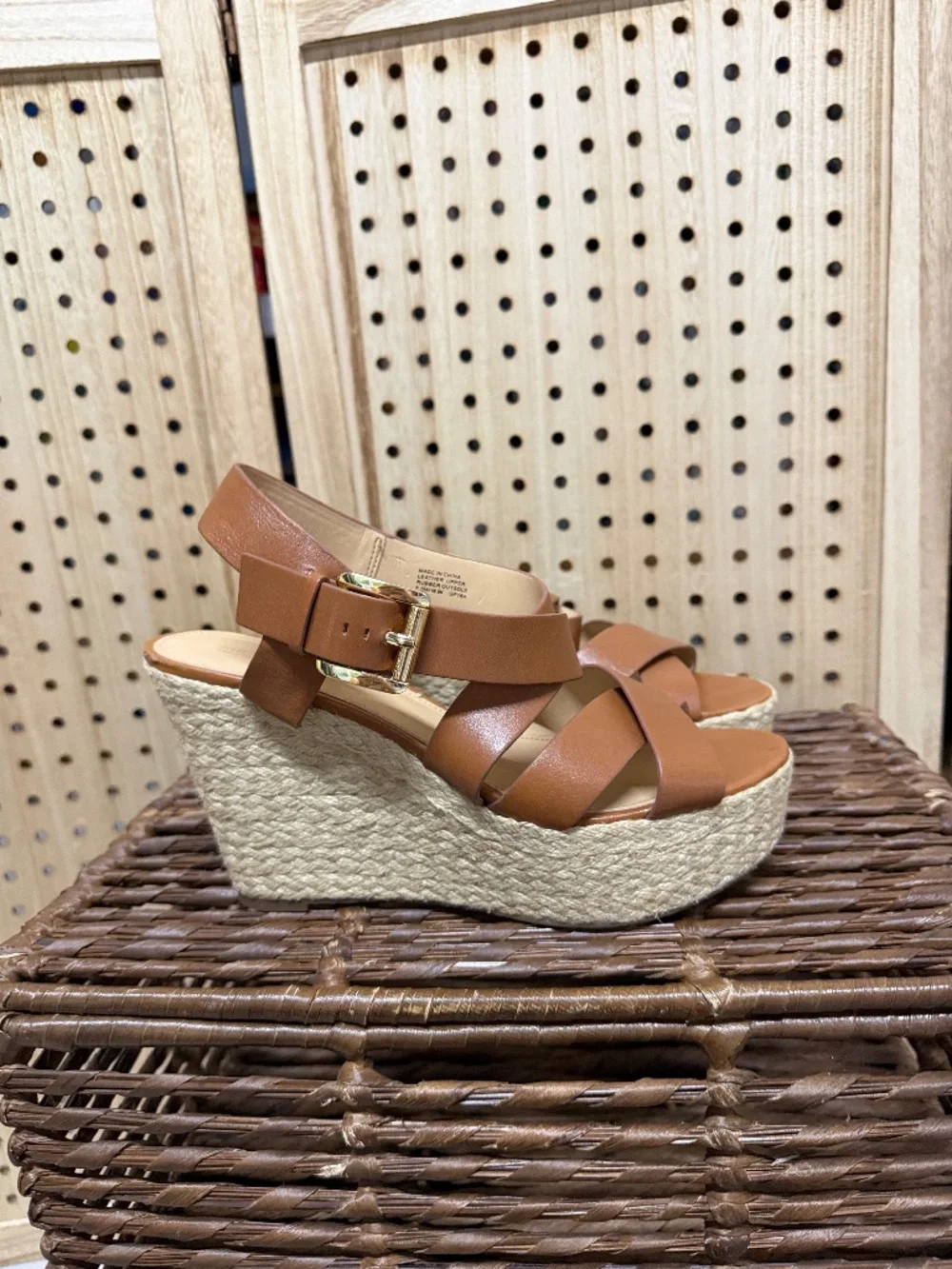 Michael Michael Kors Leather Espadrille Wedge Sandals 9.5 - Picture 4 of 11